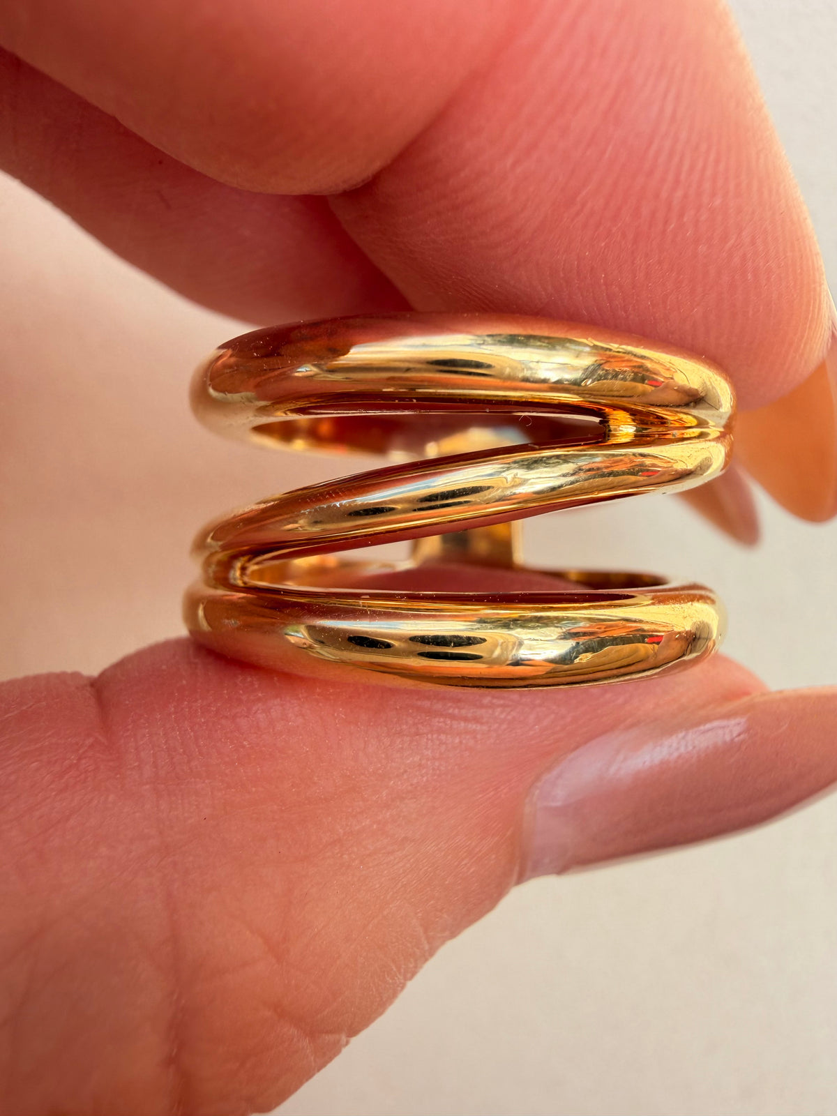 Vintage yellow 18K circa 1990s Tiffany and Co zig zag ring, size 6.75