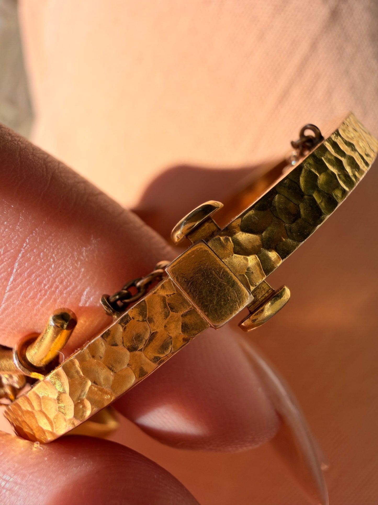 Antique 14K owls hinge bangle with approx .35ctw old mine cut diamonds