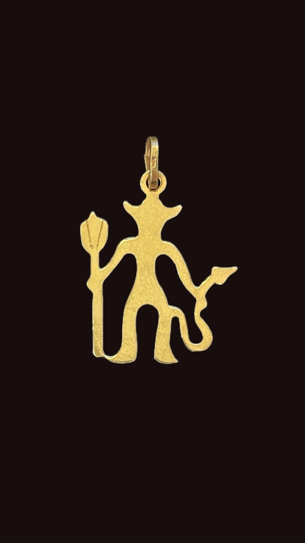Vintage yellow 14K Devil silhouette charm