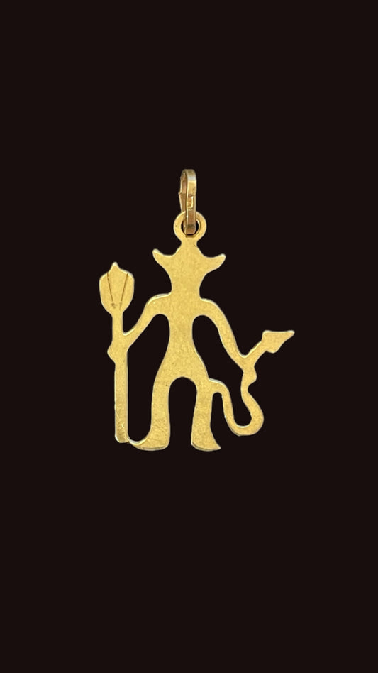 Vintage yellow 14K Devil silhouette charm