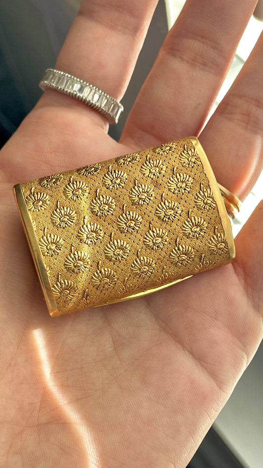 Vintage circa 1960s Boucheron yellow 18K floral pillbox