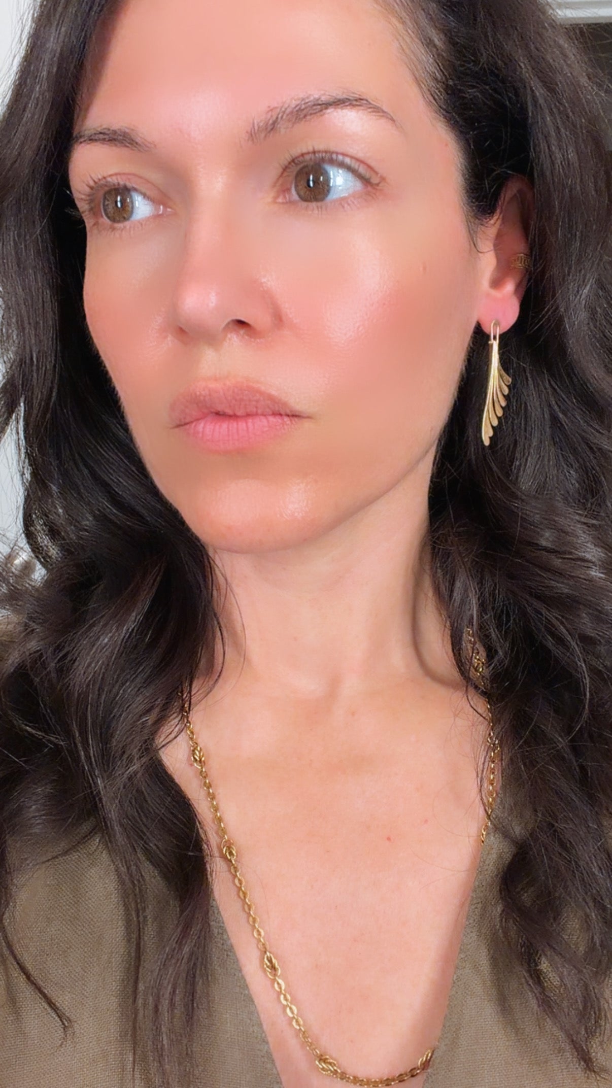 Vintage yellow 14K articulated fan post earrings
