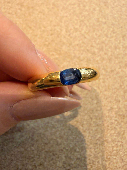 Vintage yellow 18K Cartier ellipse sapphire ring circa 1992, size 5.75-6