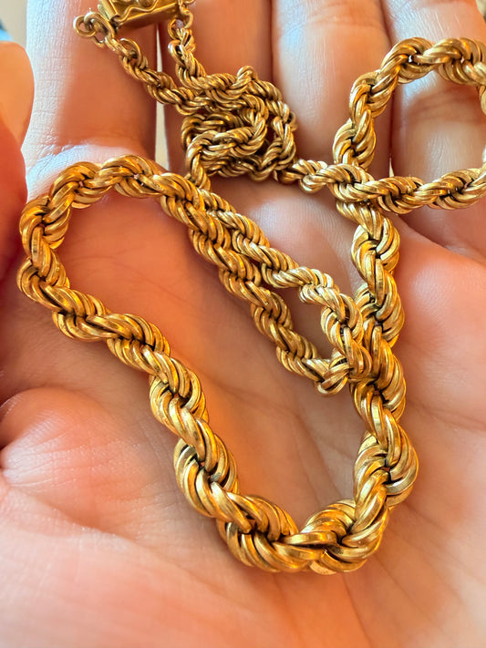 Vintage yellow 14K gold UnoAerre graduated rope chain, 16 inch