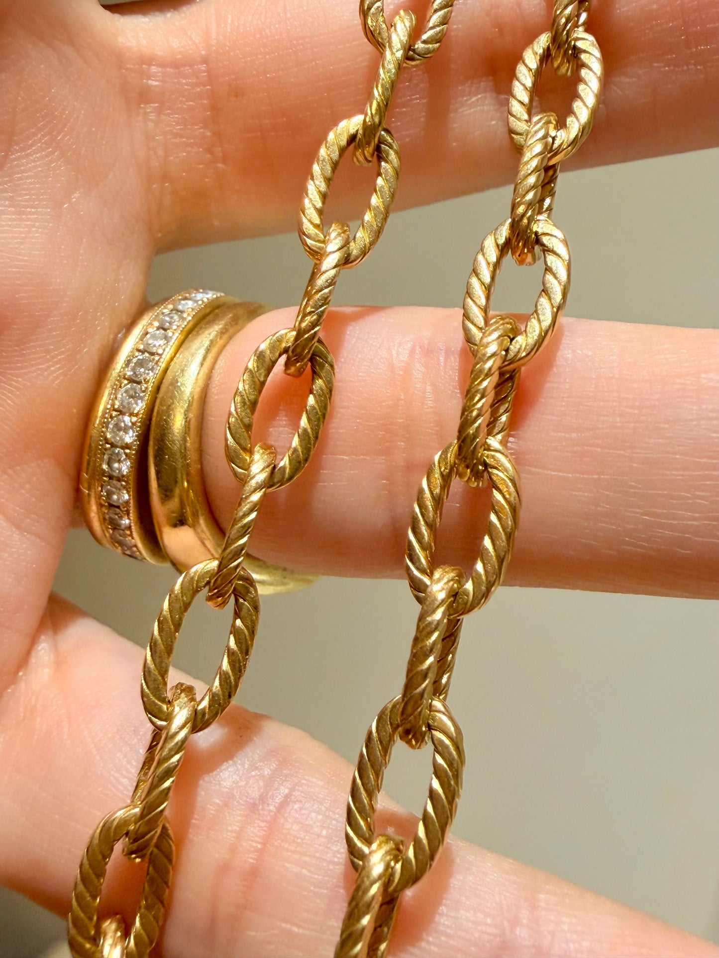 Vintage French 18K oval Boucheron link chain with lobster clasp, 18 and 5/8 inch