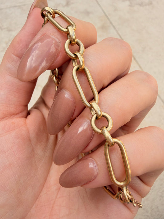 Vintage yellow 14K gold solid mixed link bracelet