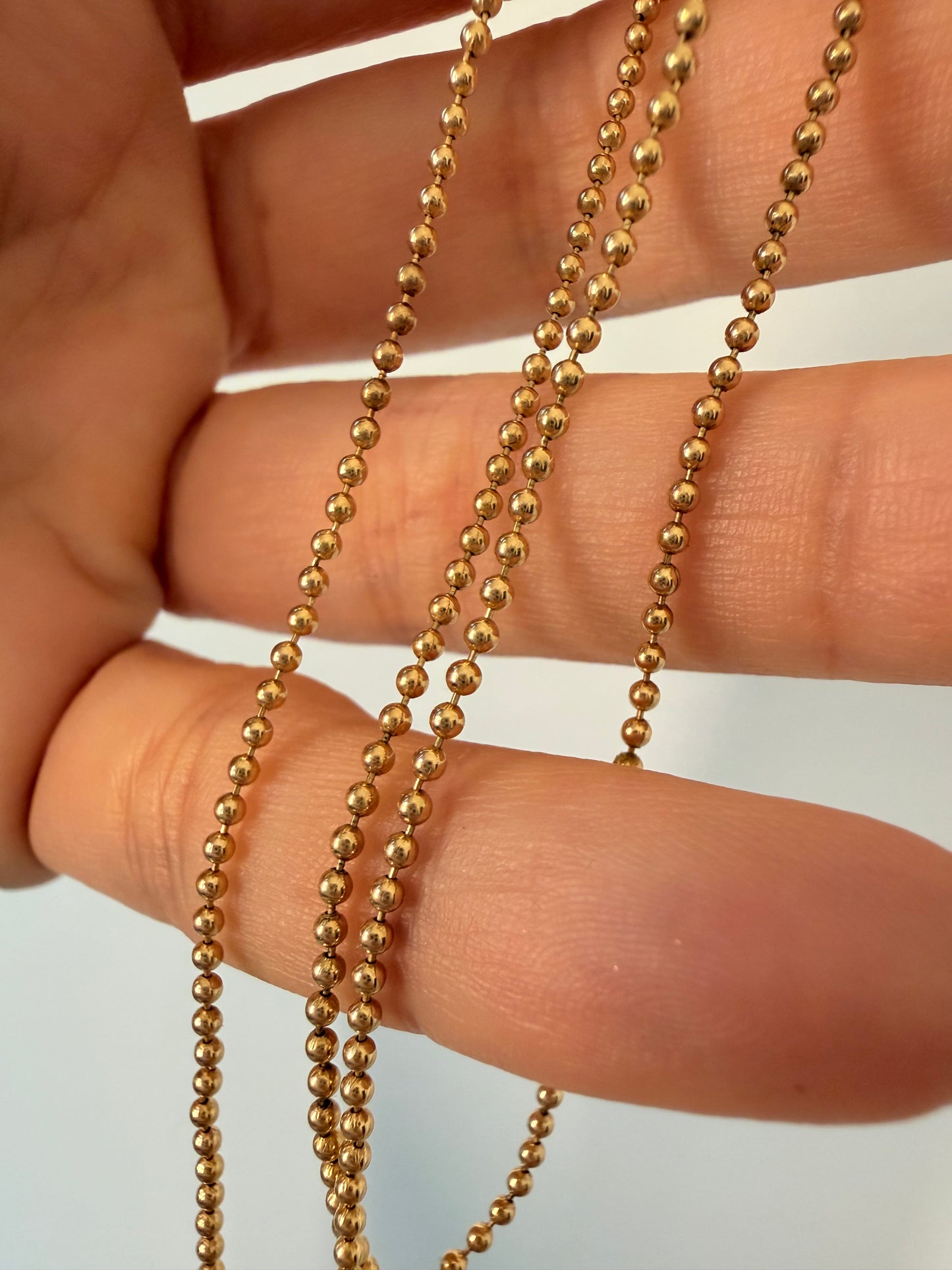 Vintage yellow 14K Ball chain, 17 and 1/8 inch