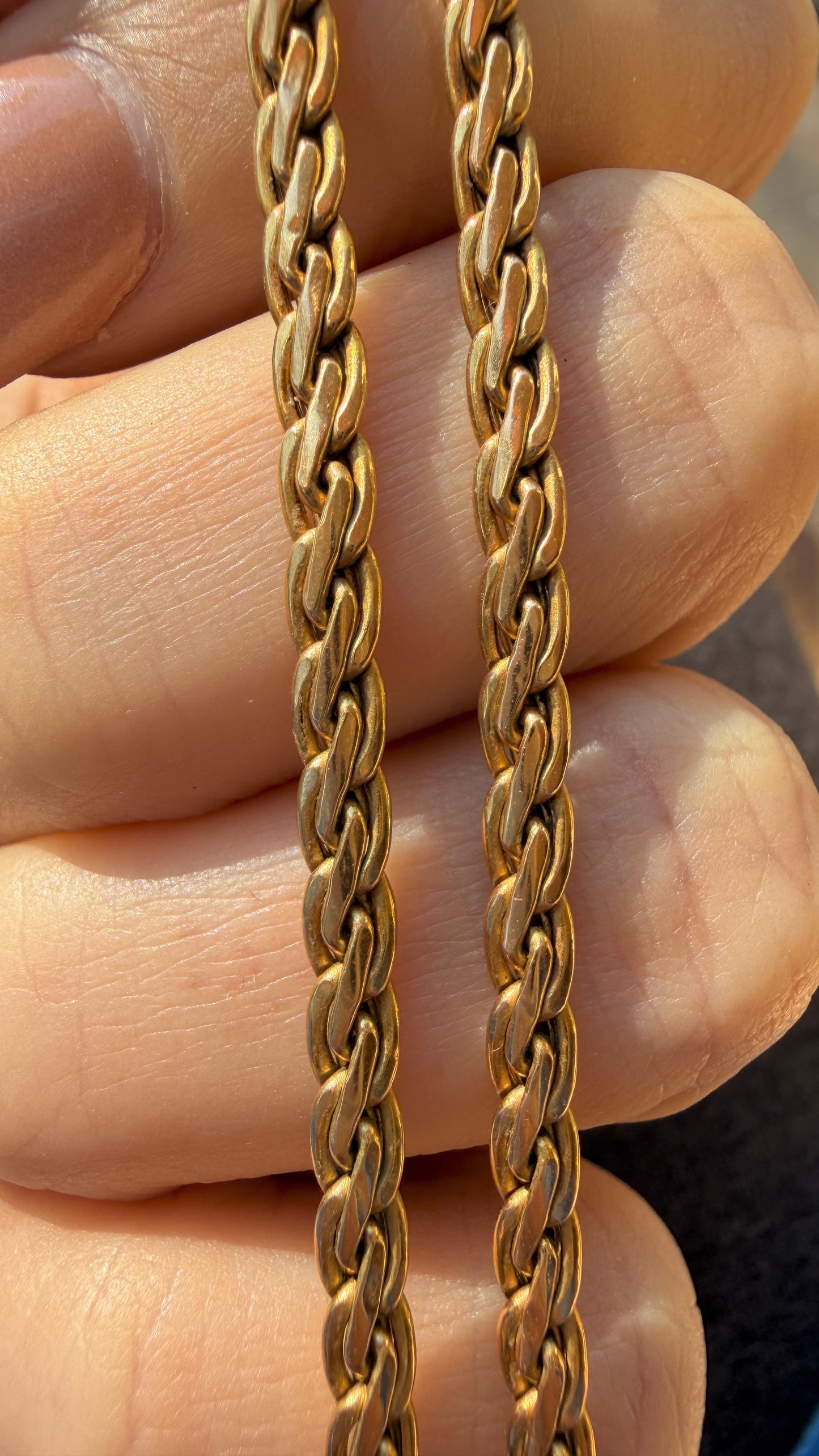 Vintage yellow 14K woven chain, 18.25 inch