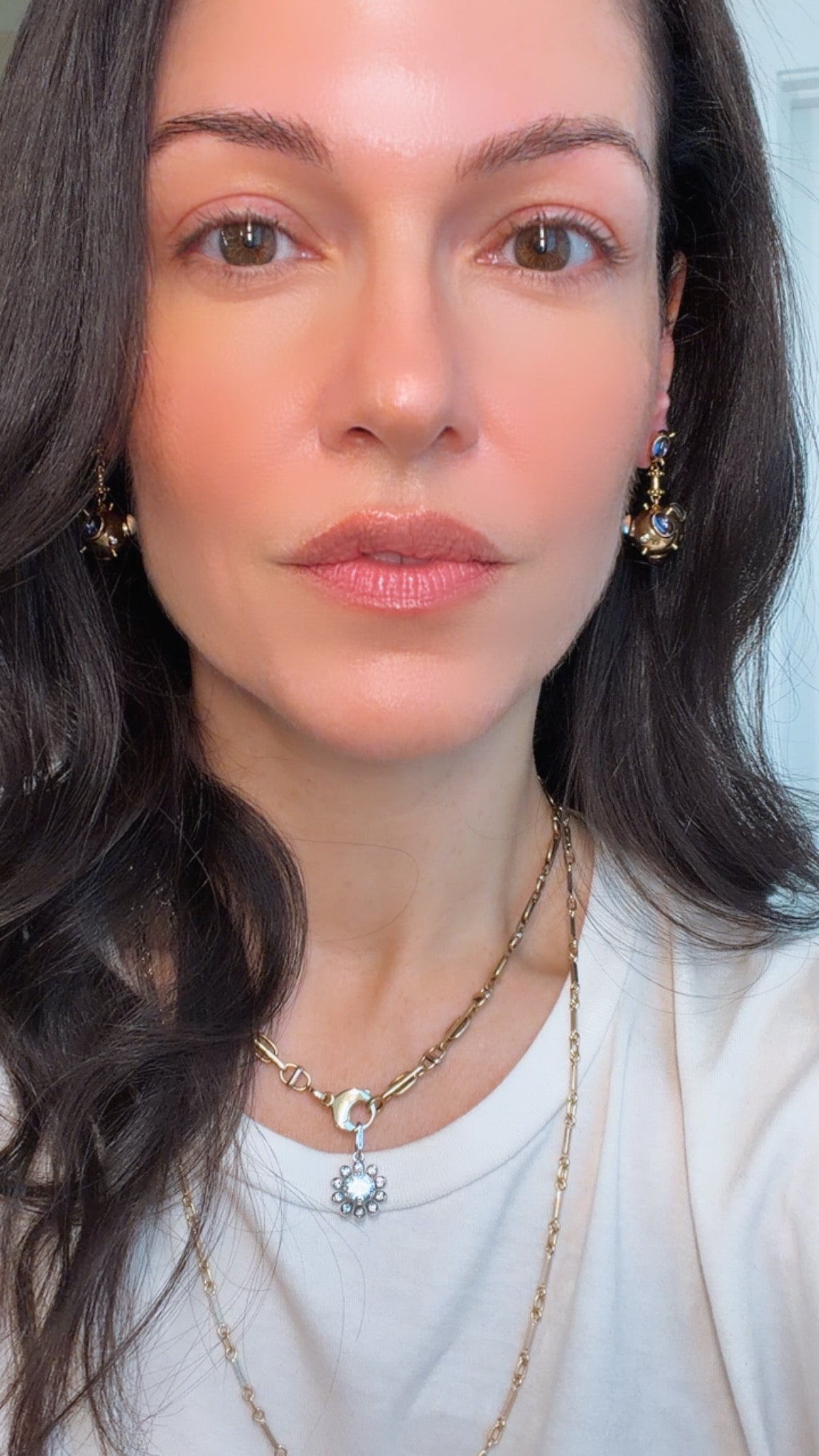 Vintage yellow 18K Temple St Clair Cosmos gemstone drop earrings