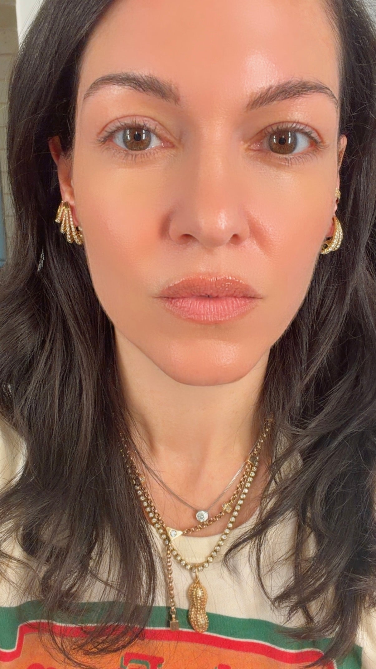 Vintage yellow 18K approx 2.5ctw Henry Dunay designer diamond wave earrings