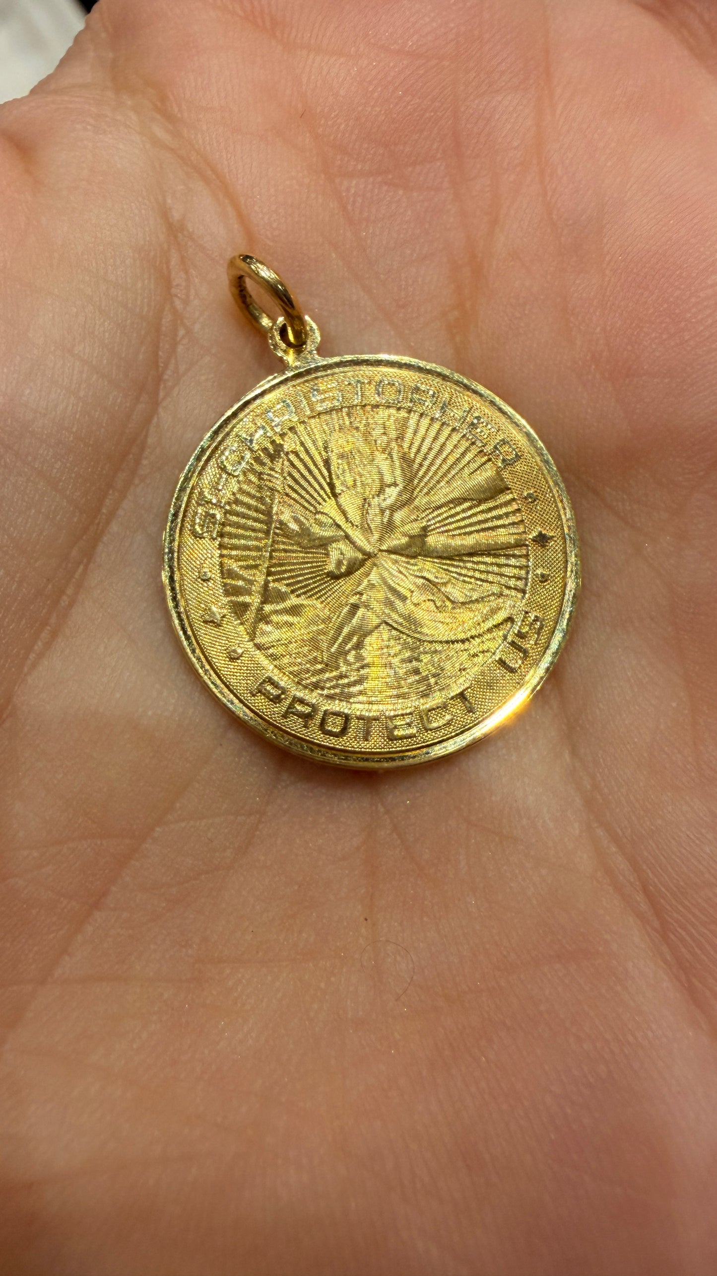 Vintage yellow 18K Tiffany and Co saint Christopher pendant