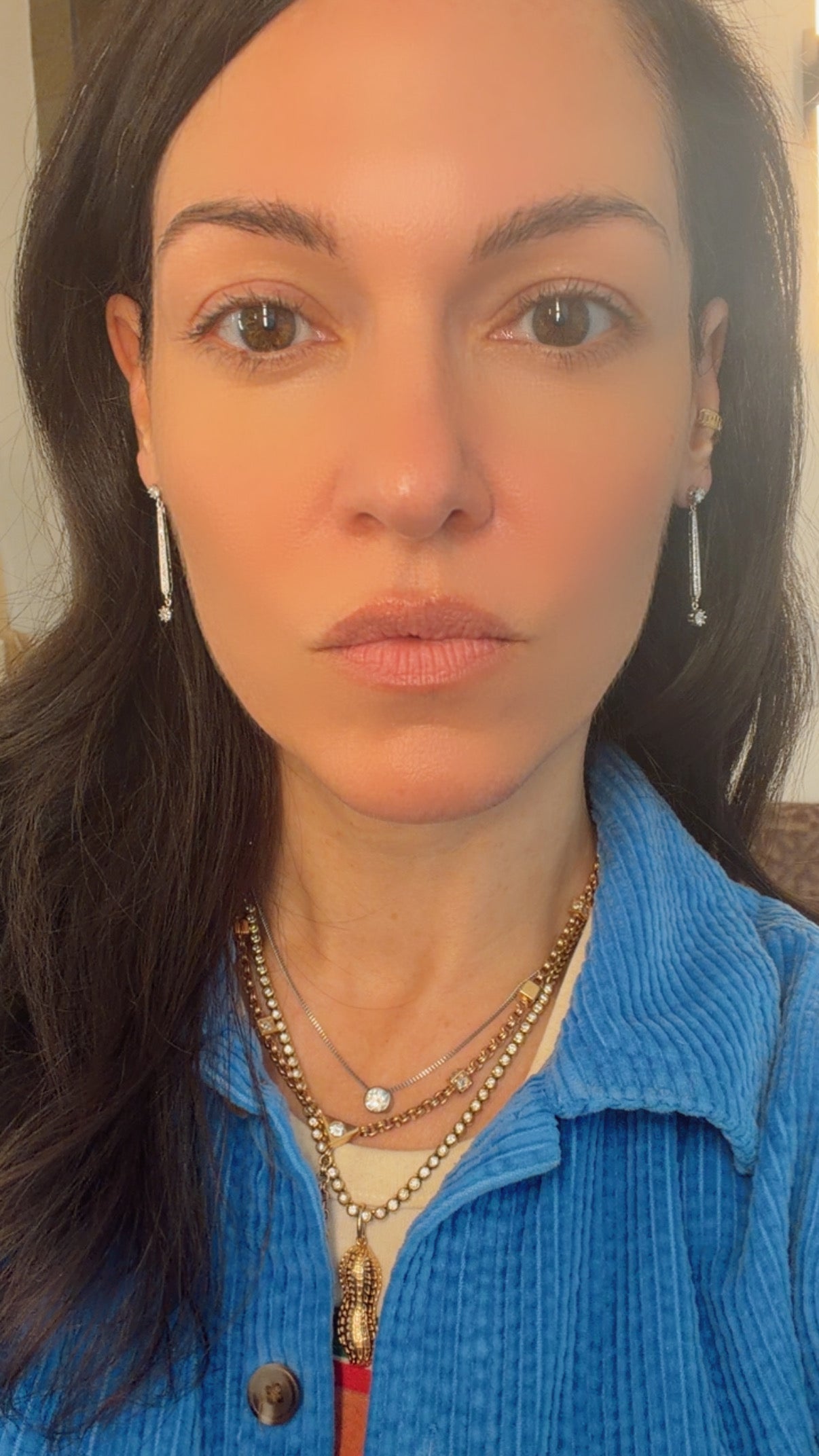 Vintage white 14K approx .92ctw diamond bar post earrings