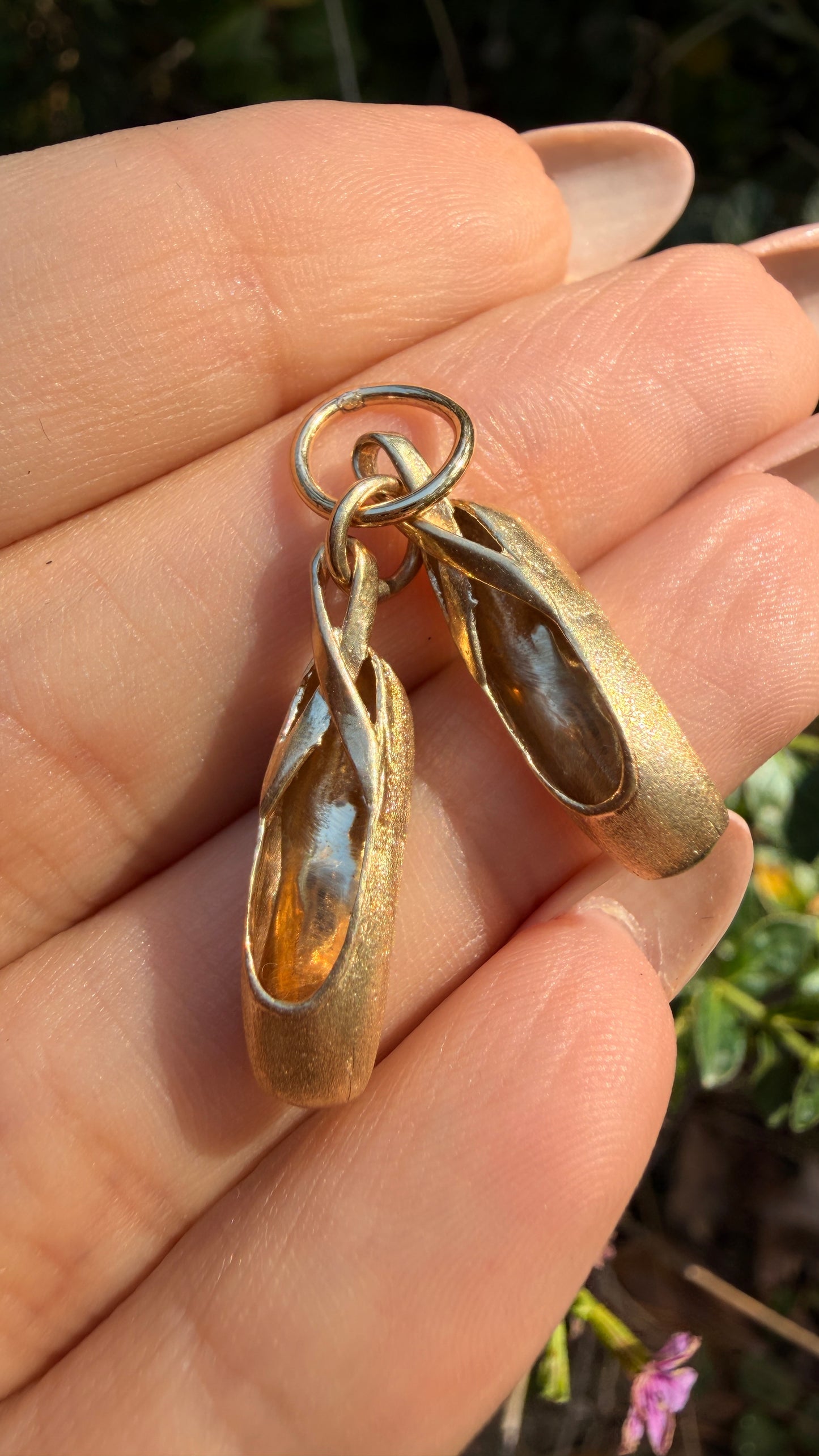 Vintage yellow 14K ballet slippers charm