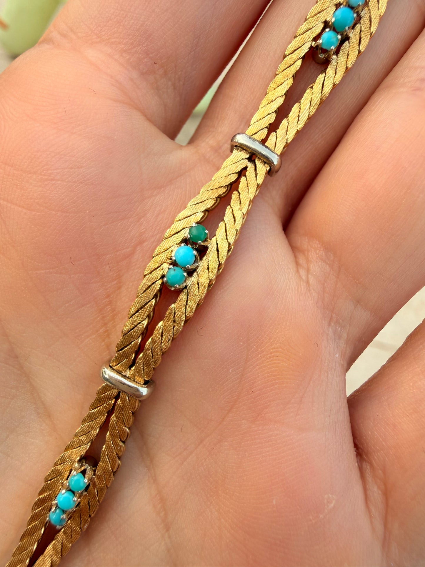 Vintage 18K turquoise bracelet by Cartier circa 1950s, 7.25 inch