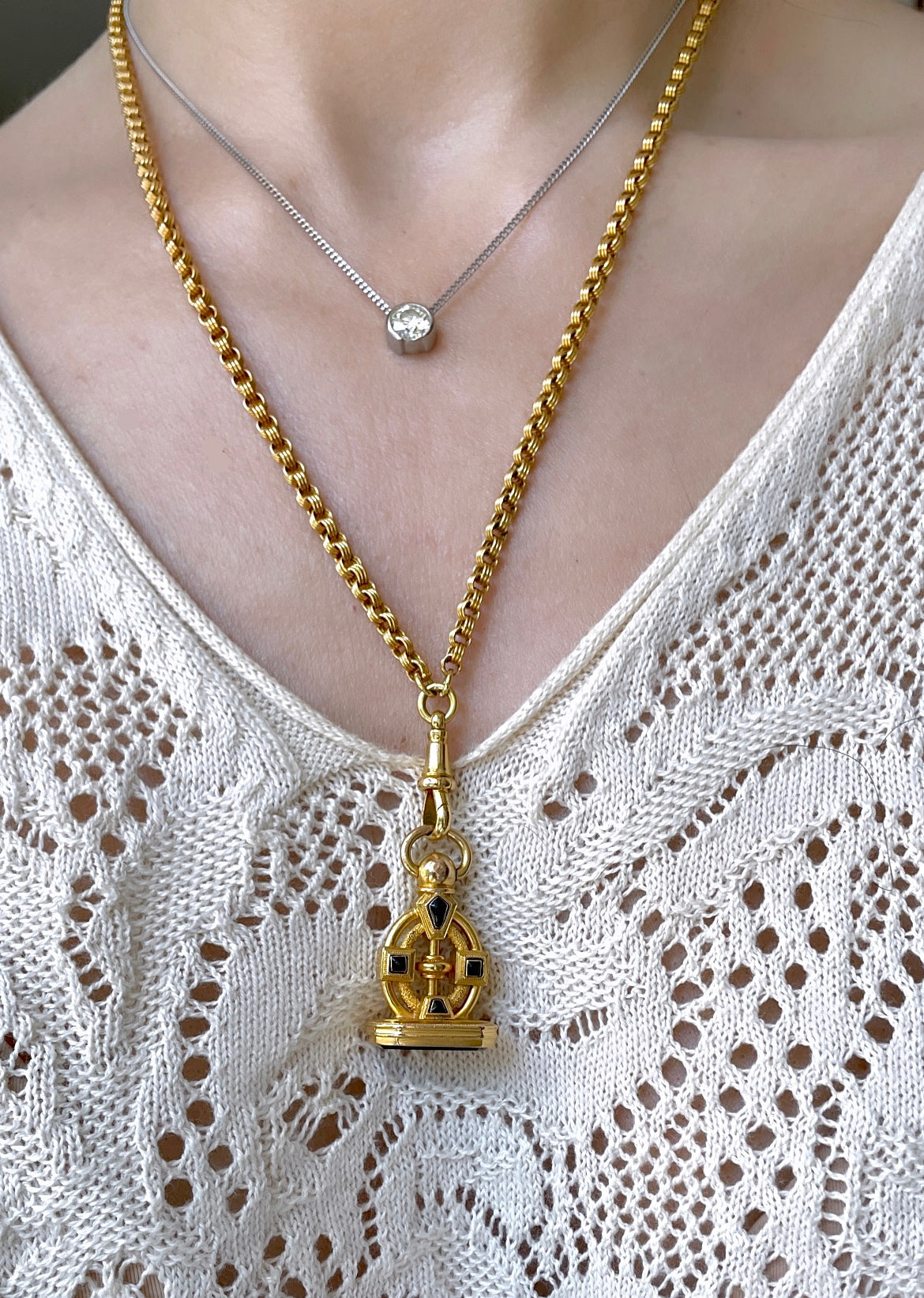 Antique 18K and bloodstone fob