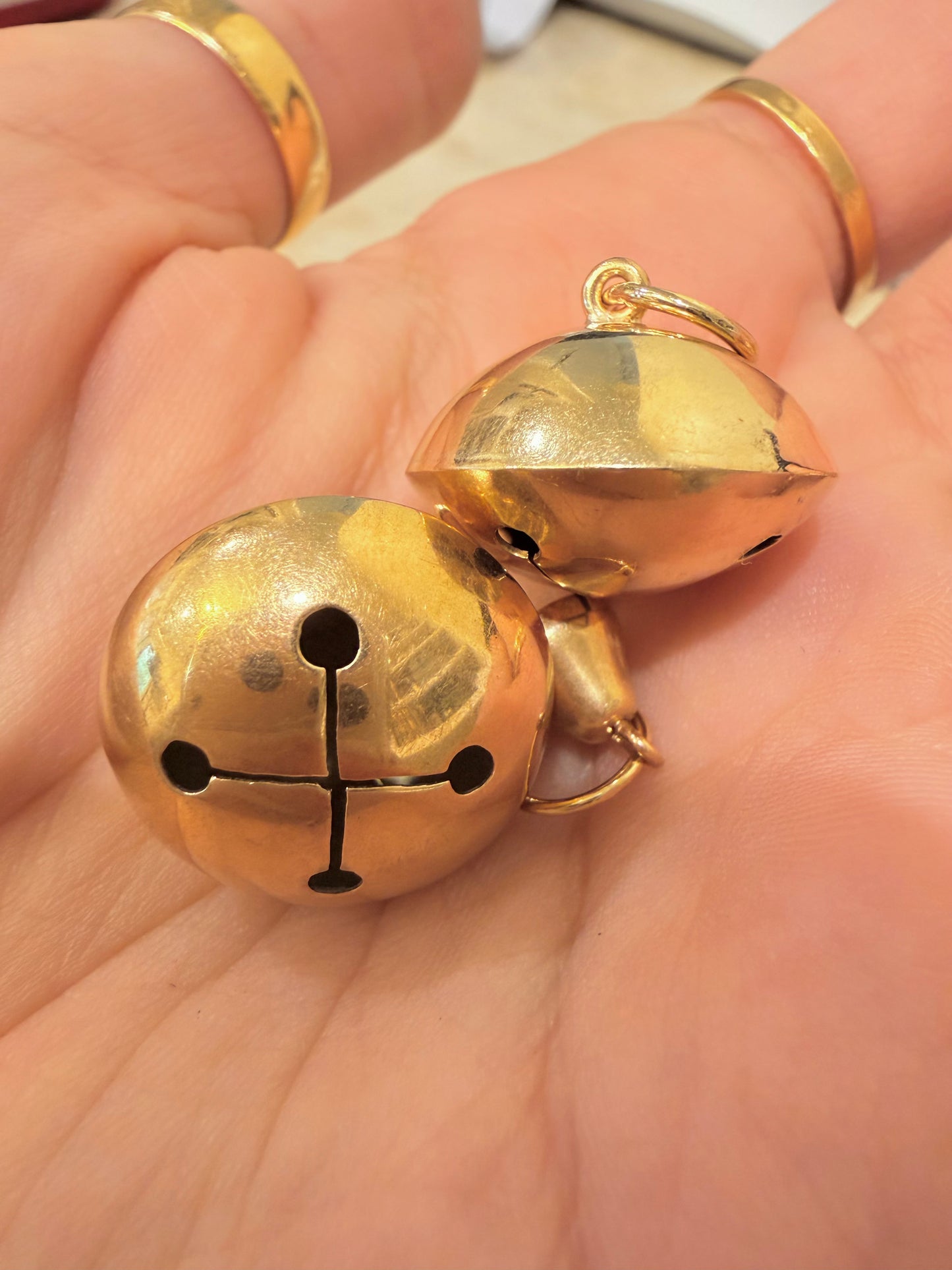 Vintage yellow 14k gold bell charms