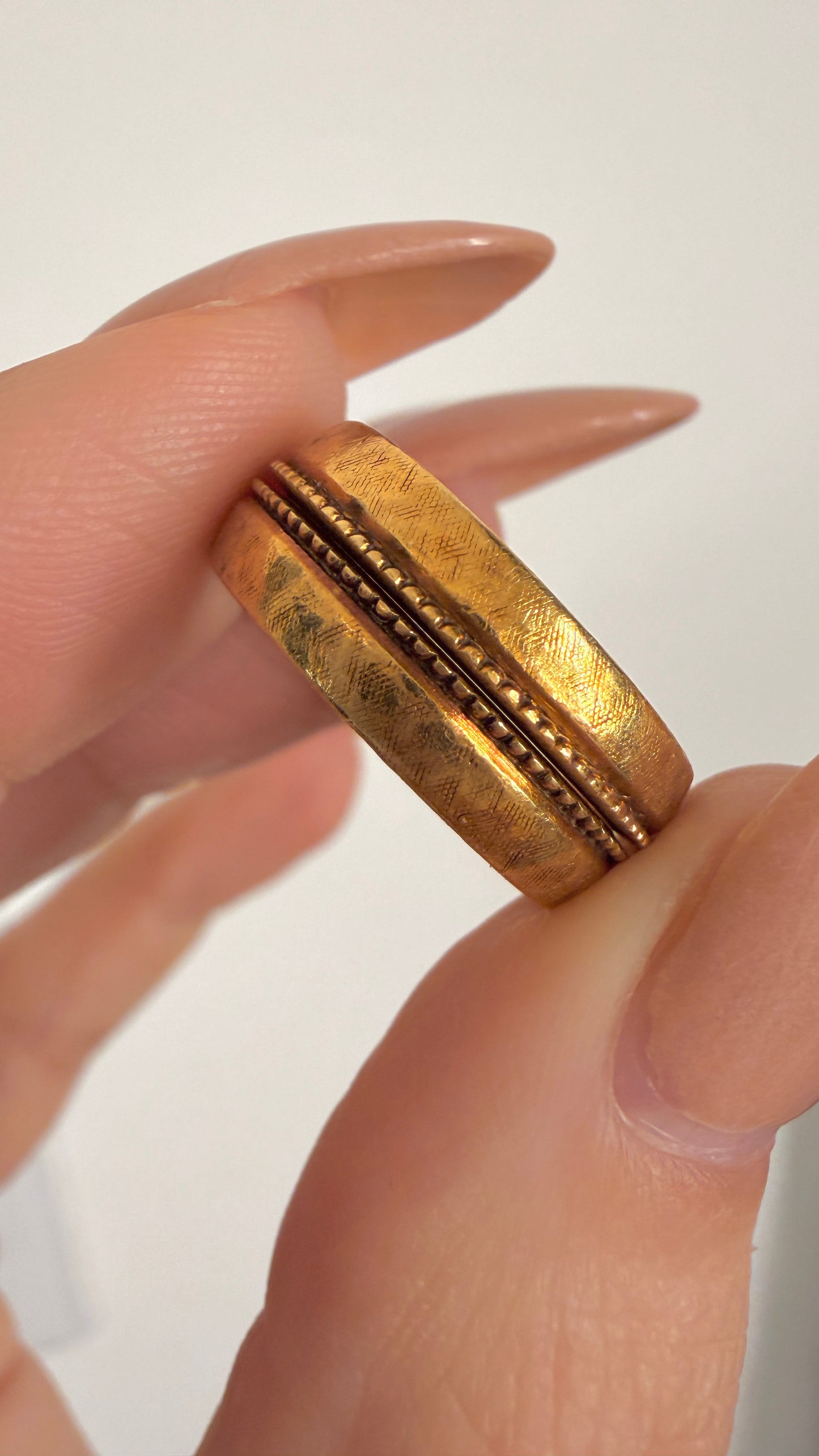 Vintage yellow 18K set of ring enhancer bands, size 6.5