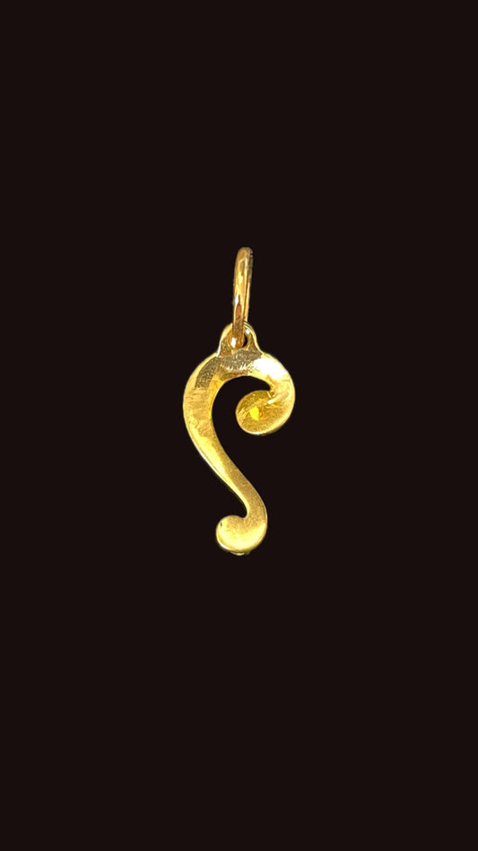 Antique yellow 14K question mark with .03 ctw old cut diamond charm