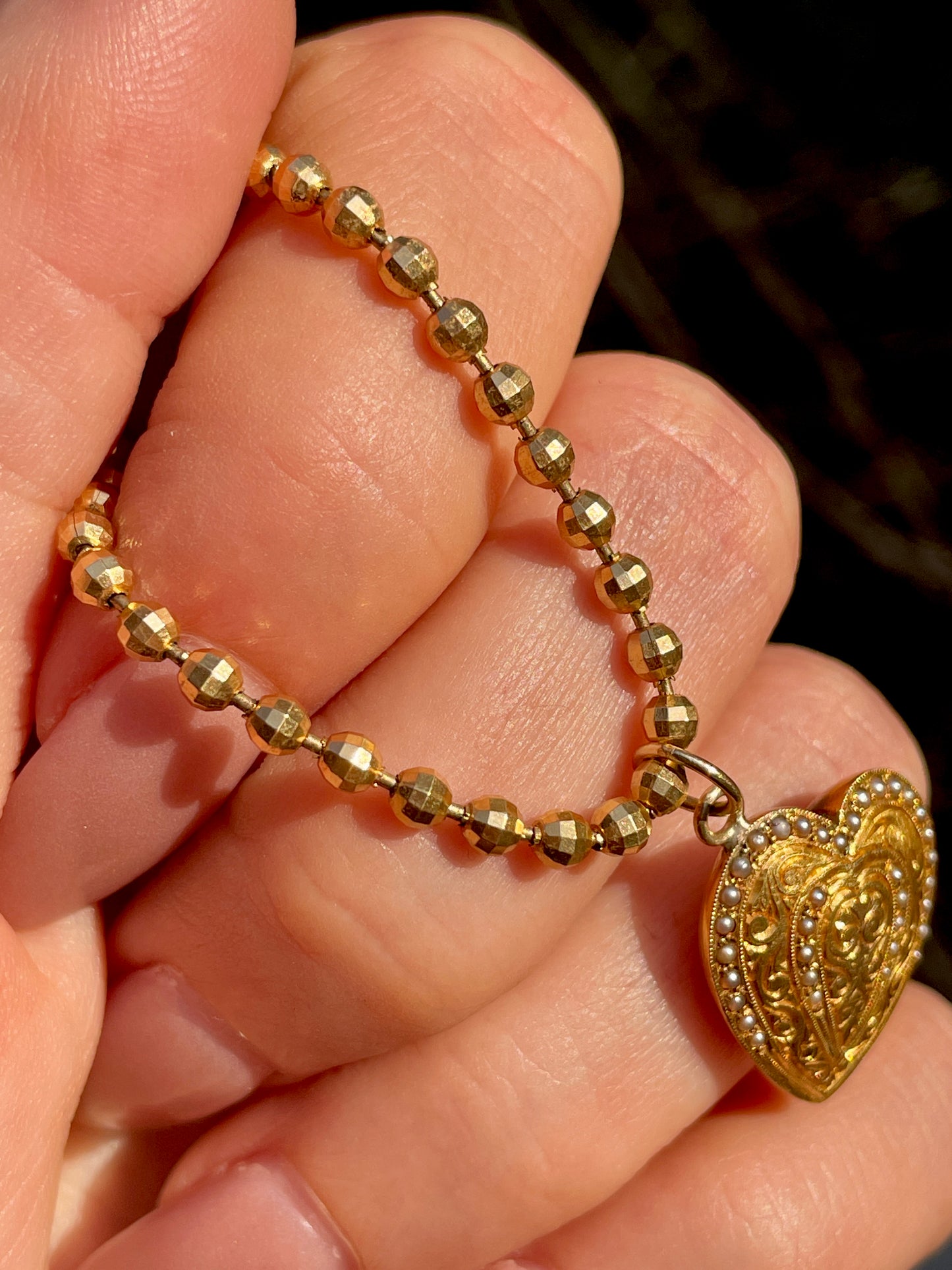 [PRIVATE] Vintage yellow 18K faceted ball chain, 17 and 1/8 inch