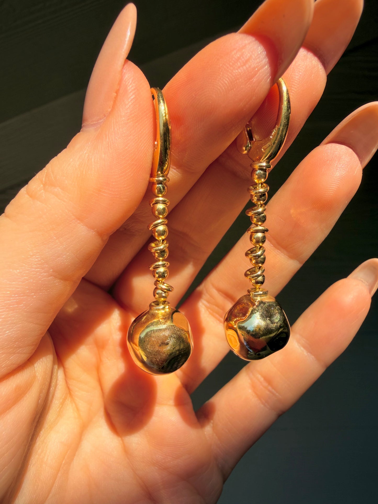 Vintage yellow 18K Pomellato ball chain earrings