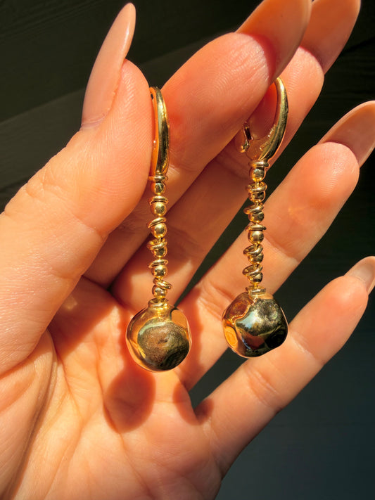 Vintage yellow 18K Pomellato ball chain earrings