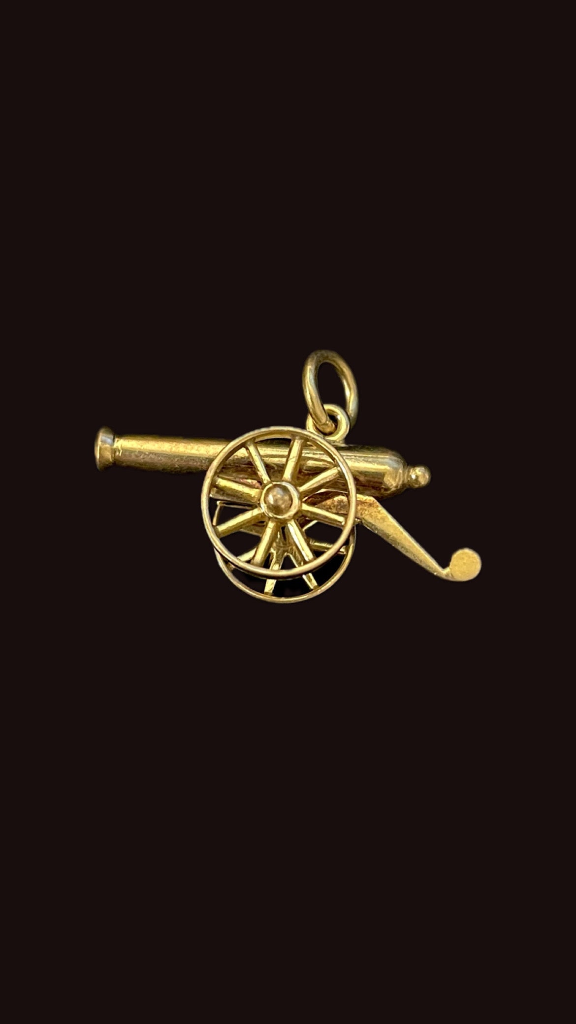 Vintage yellow 14K articulated cannon charm