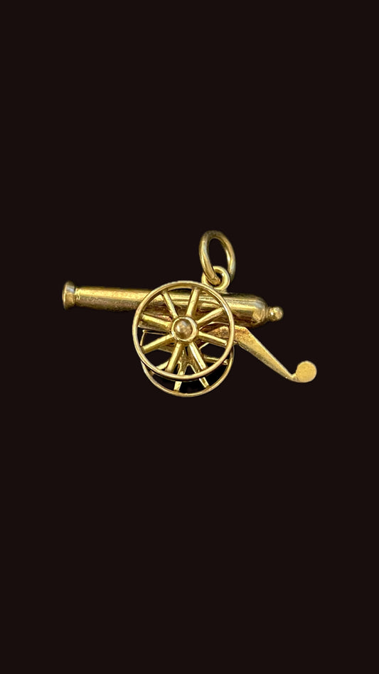 Vintage yellow 14K articulated cannon charm