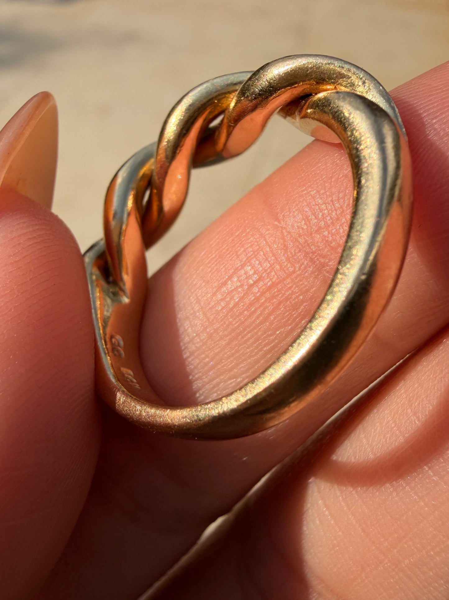 Vintage yellow 14K gold and approx .52 ctw diamond chunky twist ring, size 9.75