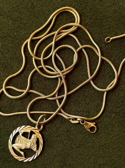 Vintage yellow 18K snake chain, 31 inch