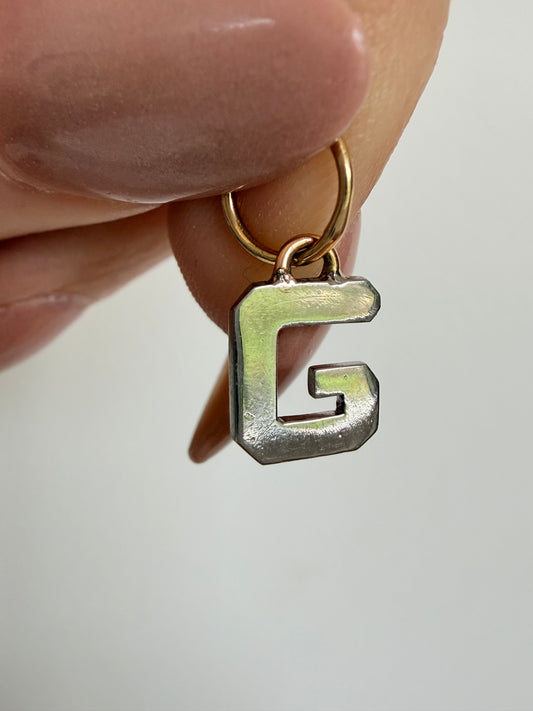 Vintage Platinum and 18K letter G charm