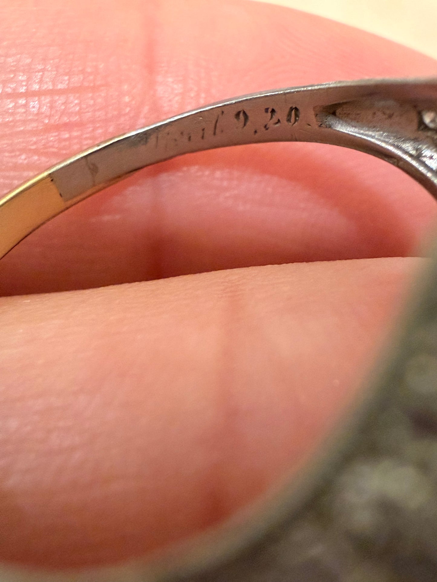 Antique platinum approx 1.5ctw octagonal diamond ring, size 8-8.25