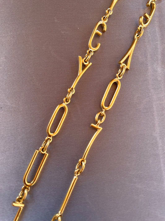 Vintage yellow 18K Verdura Designer I Love You toggle chain