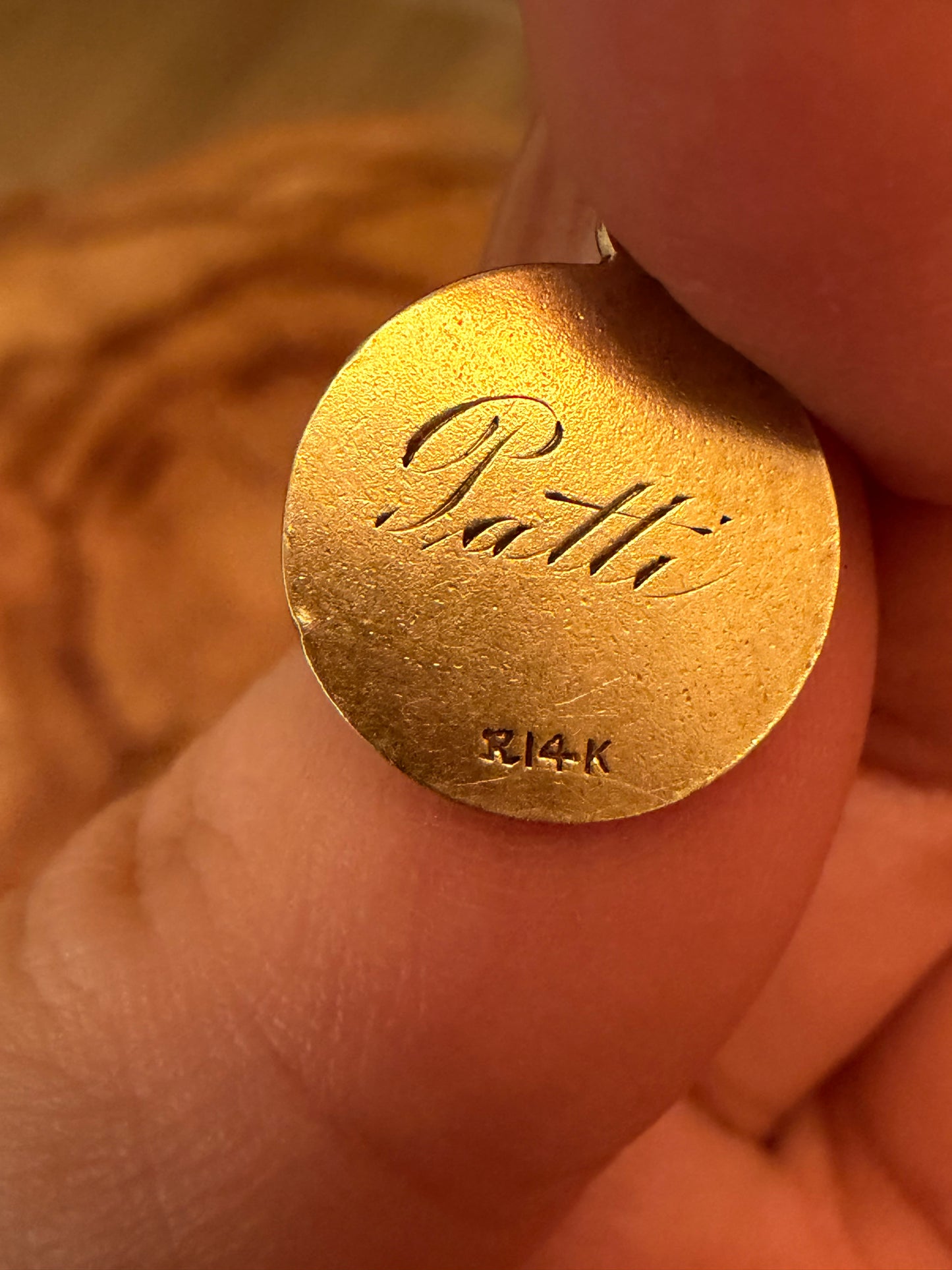 Vintage yellow 14K Sagittarius enamel disc pendant