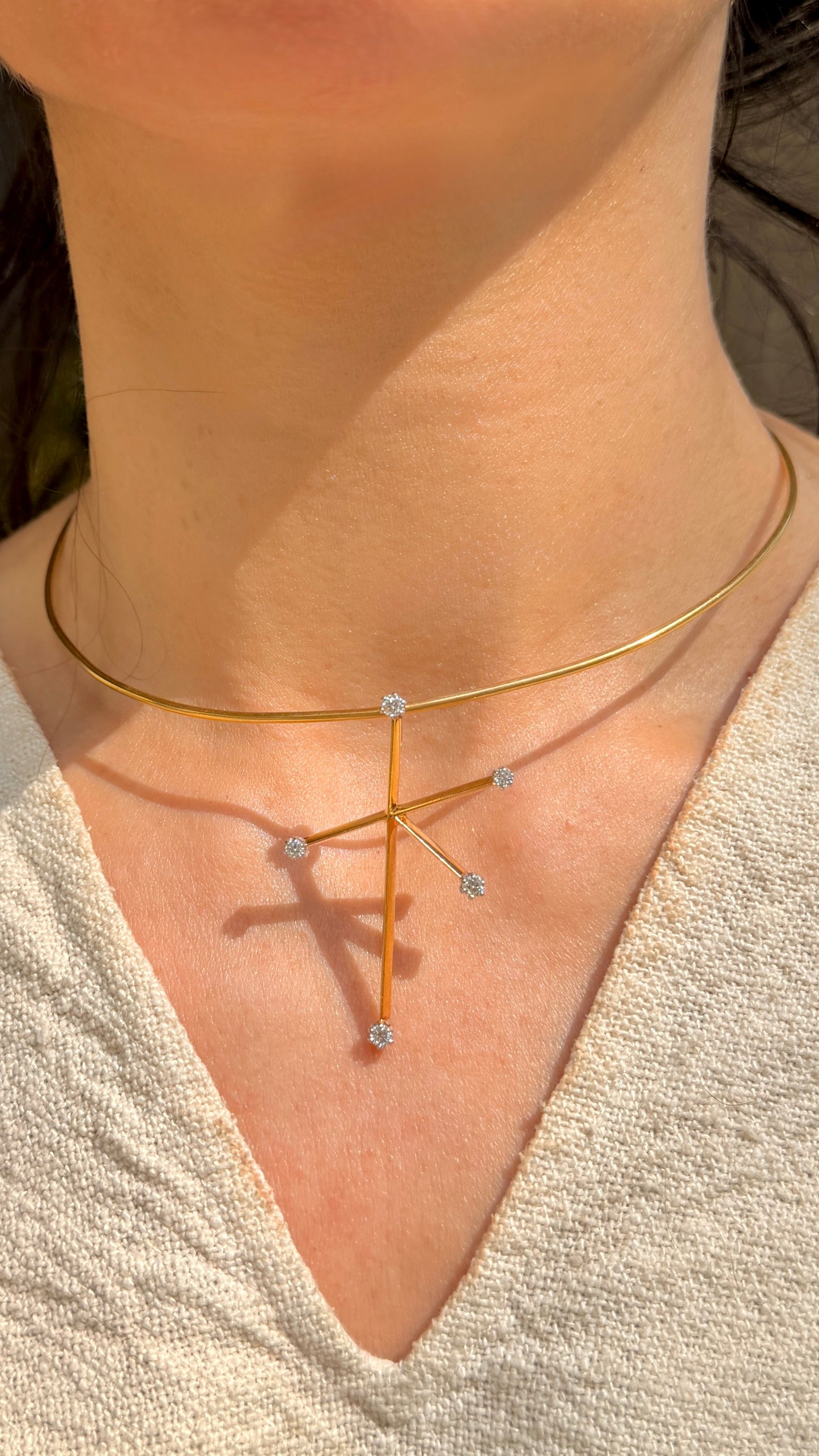 Vintage yellow 18K approx .3 ctw diamond southern cross constellation pendant