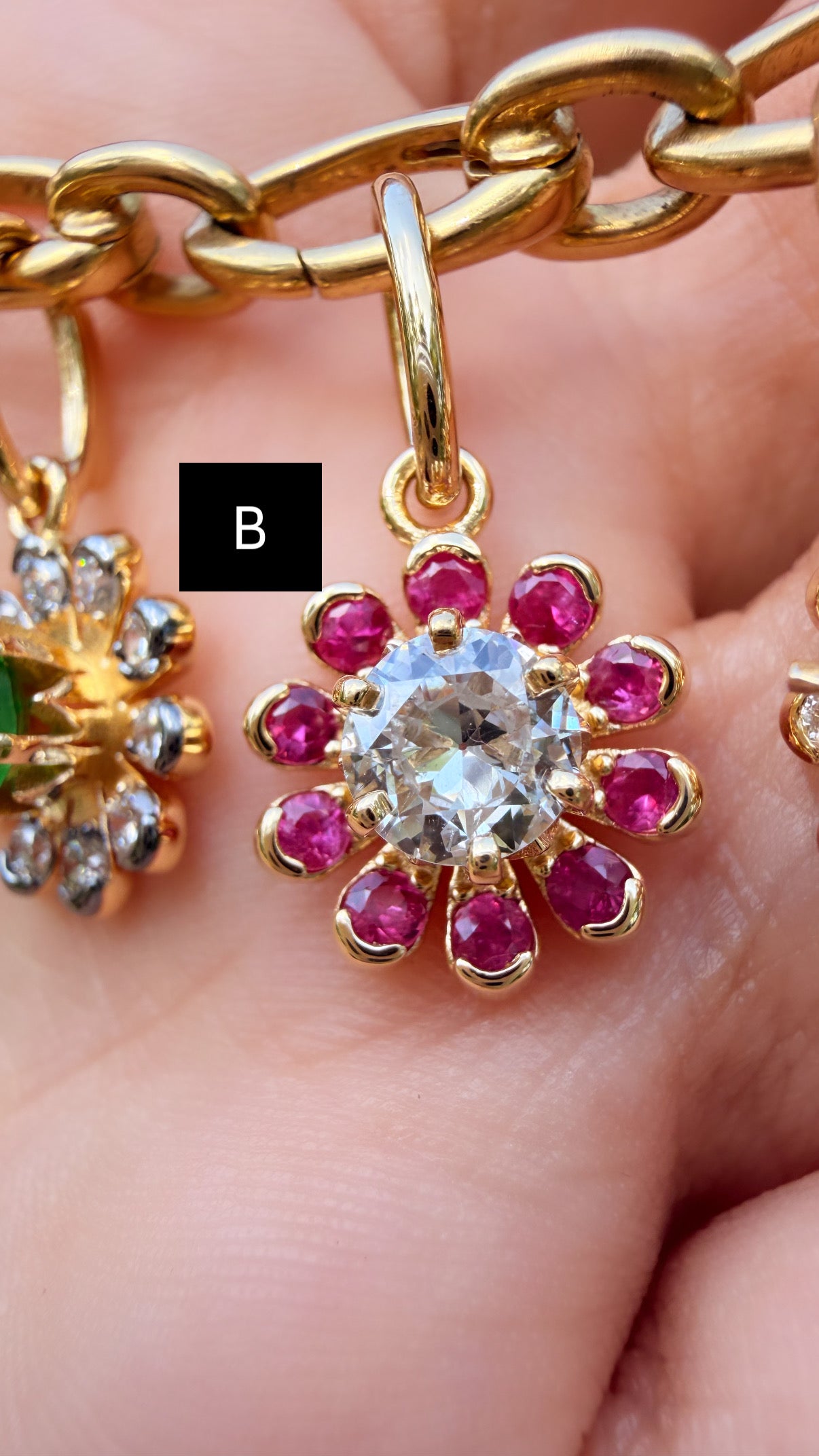 3GOG Natural Antique Diamond Garden Party Flower Pendant 18K - Release 3