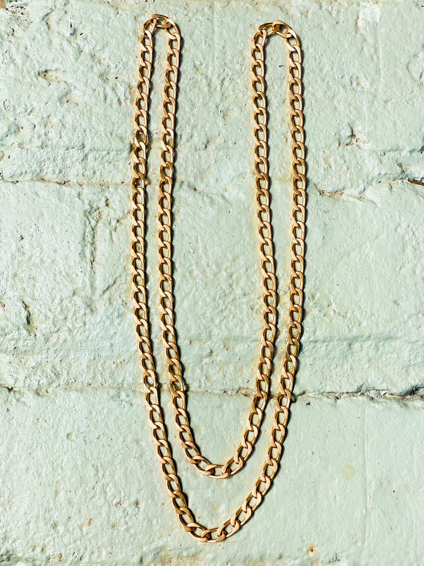 Vintage French yellow 18K gold oval link curb chain likely Rolling et Cie, 37 inch