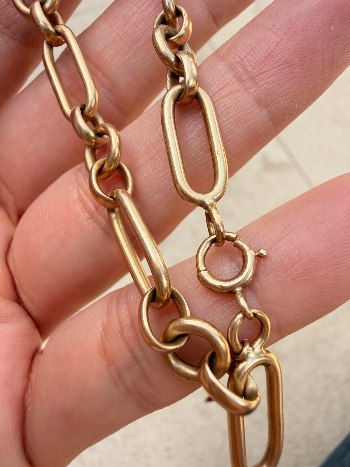 Vintage yellow 14K gold solid mixed link bracelet