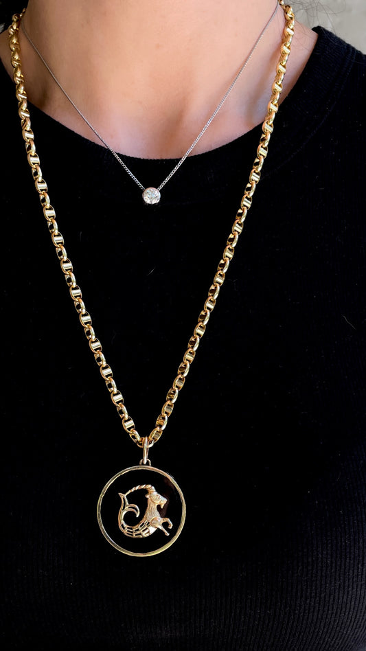 Estate yellow 18K round mariner chain, 24 inch