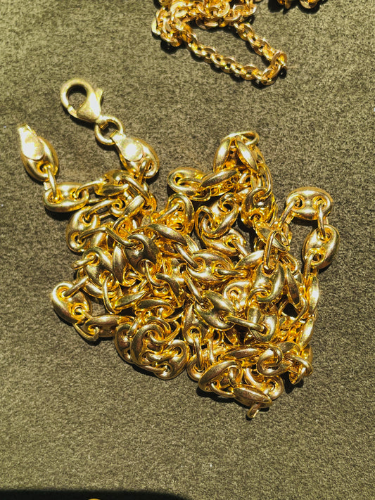 Vintage yellow 14K round mariner link chain, 24 inch