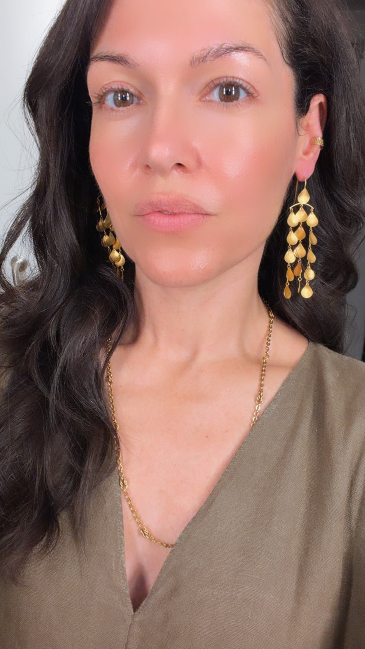 Vintage yellow 18K gold droplet statement earrings