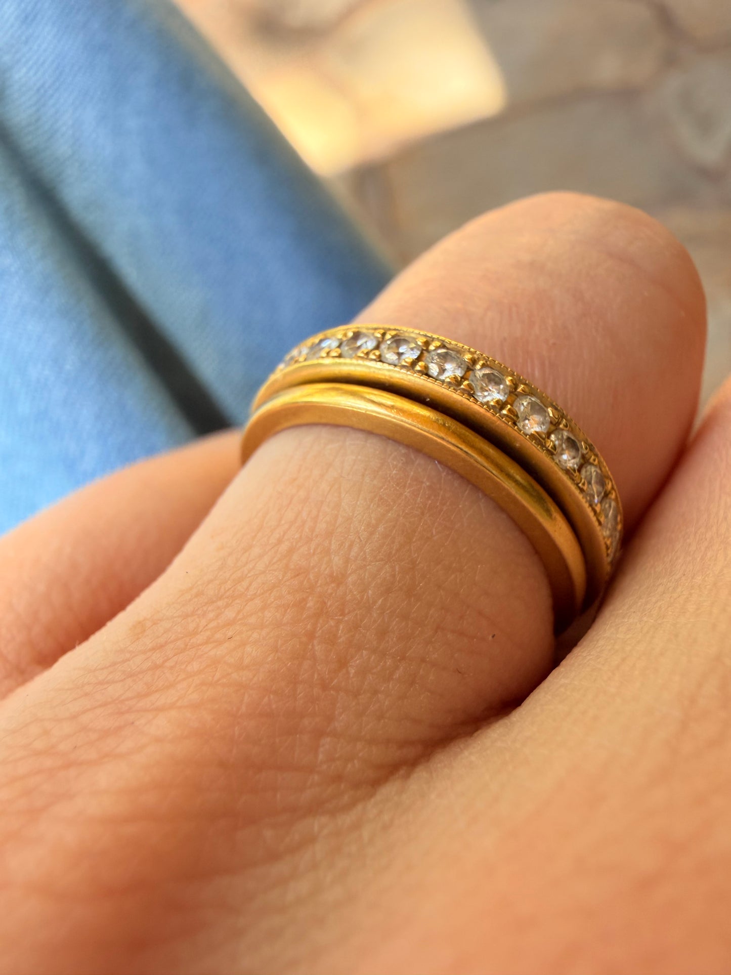 Vintage yellow 18K gold flat simple band, size 6