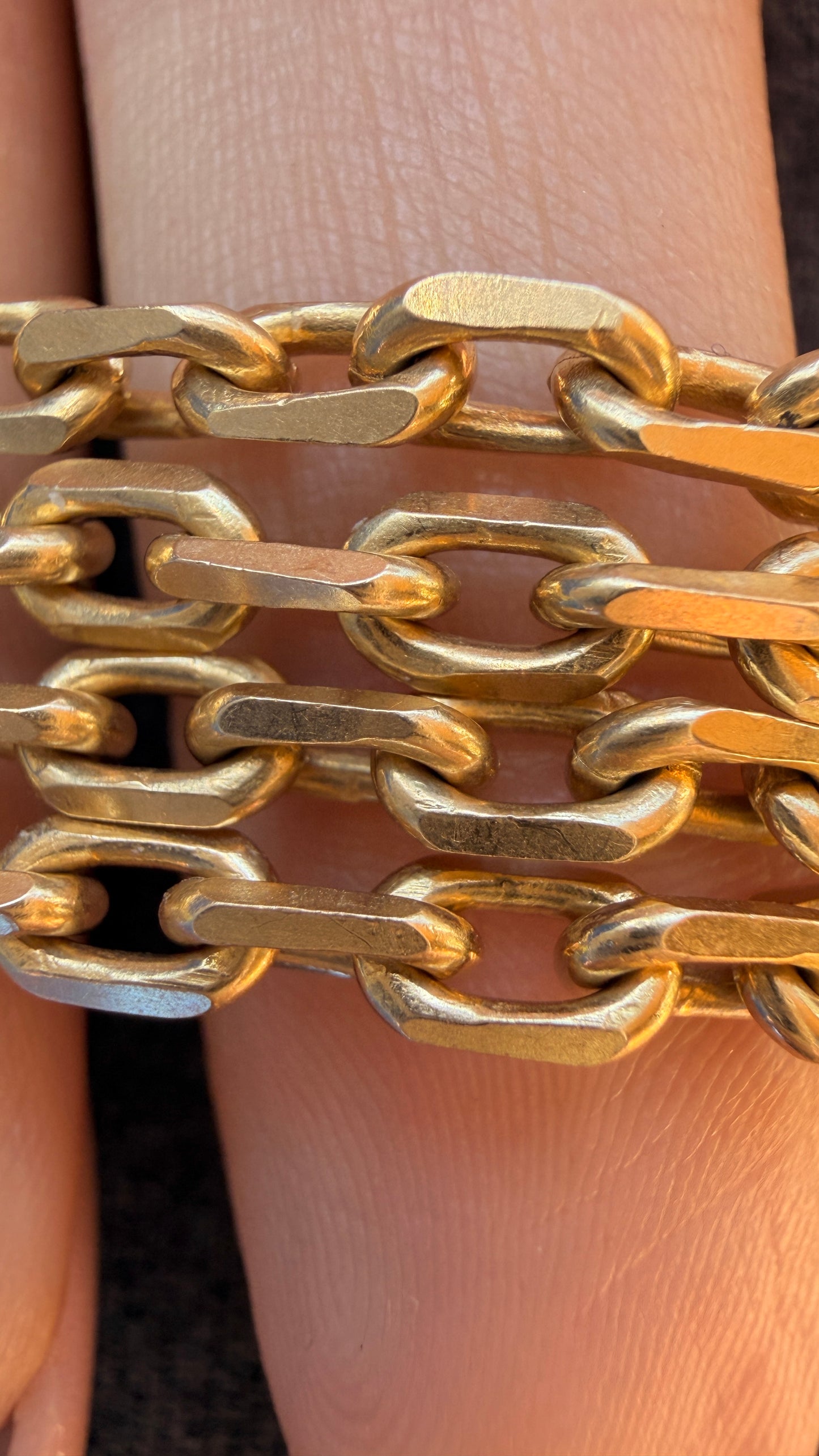 Vintage yellow 14K biker chain, 17 inch