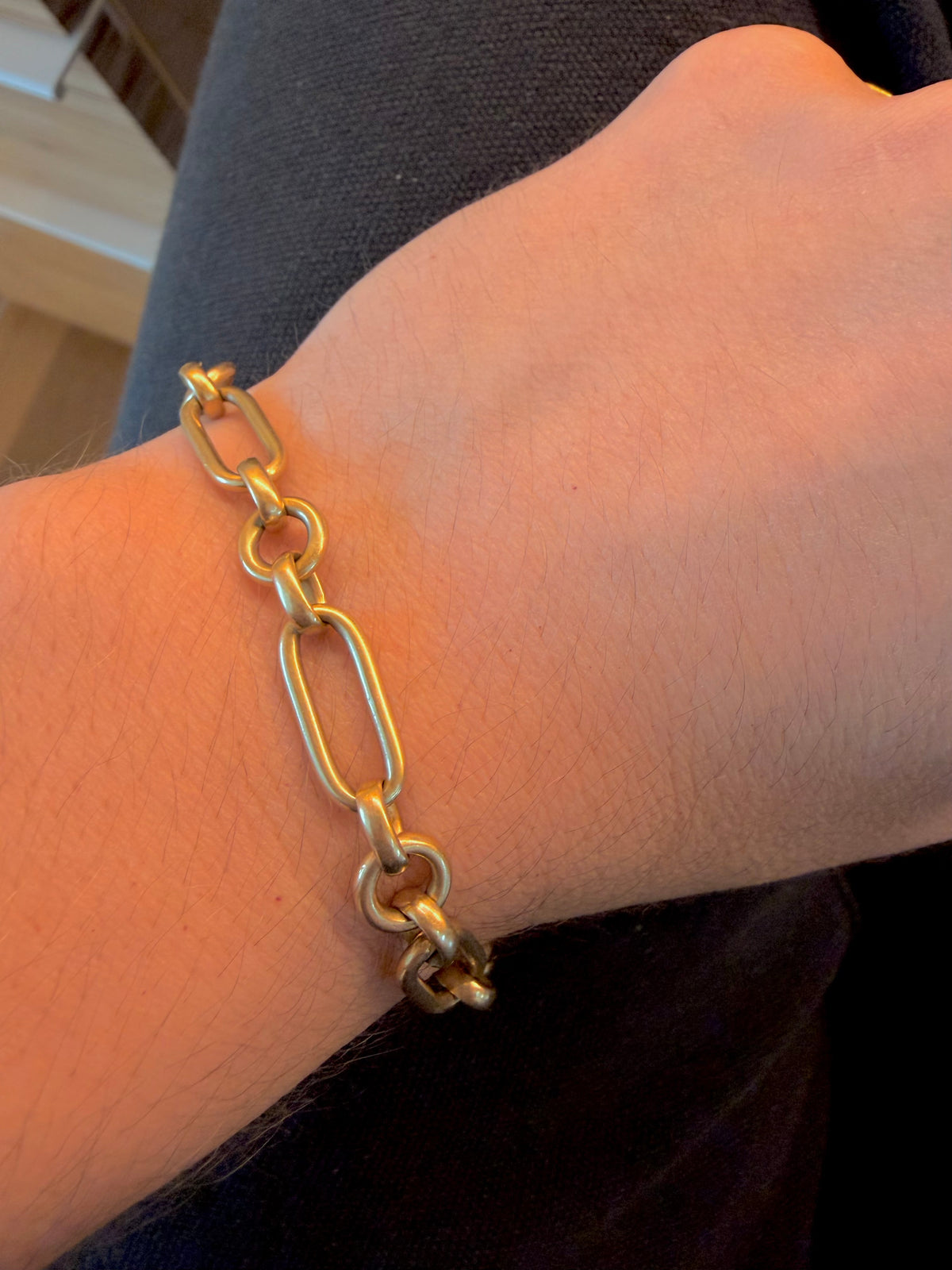 Vintage yellow 14K gold solid mixed link bracelet