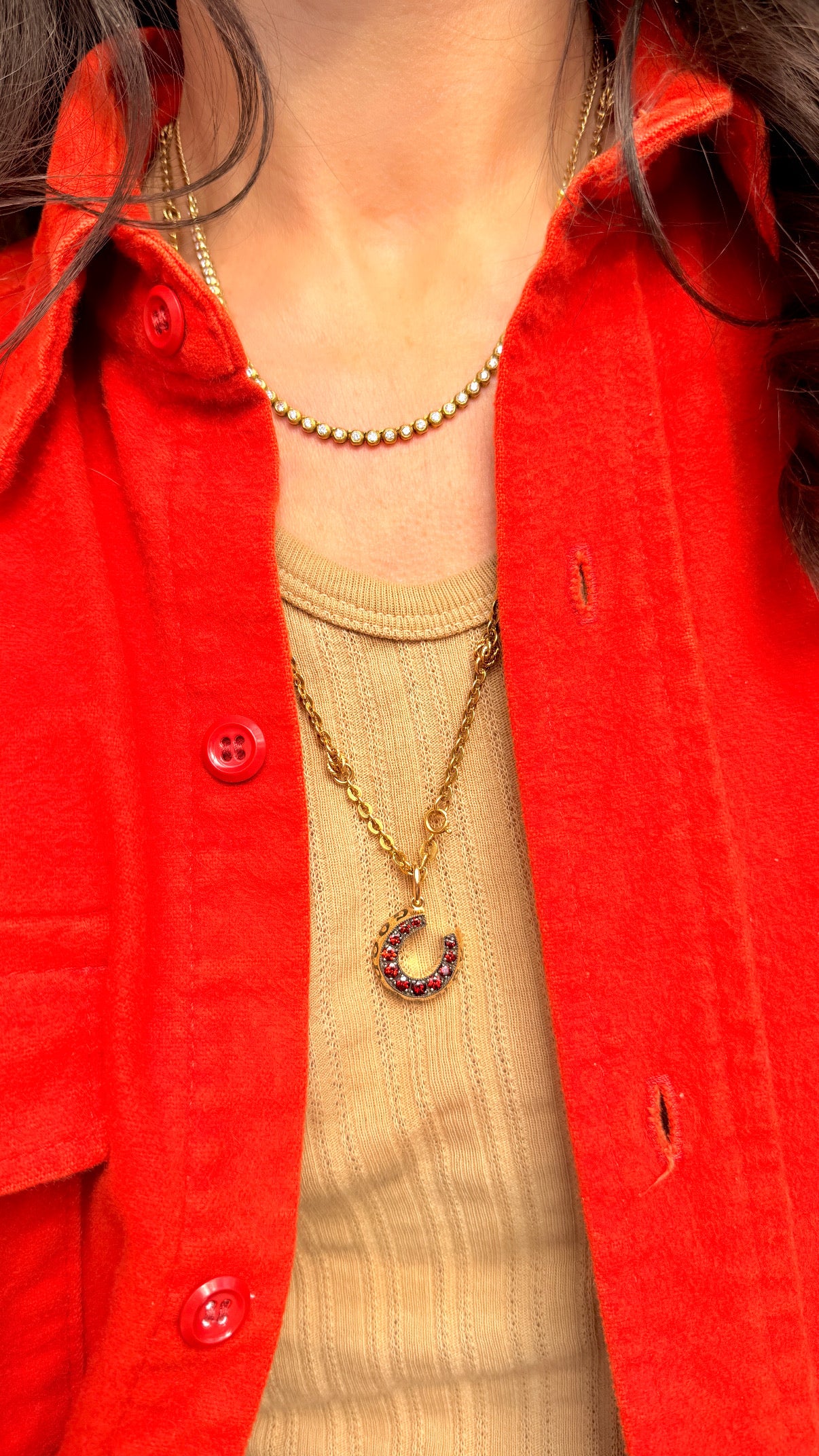 3GOG original yellow 14K Good Luck Garnet Horseshoe - Ready to ship