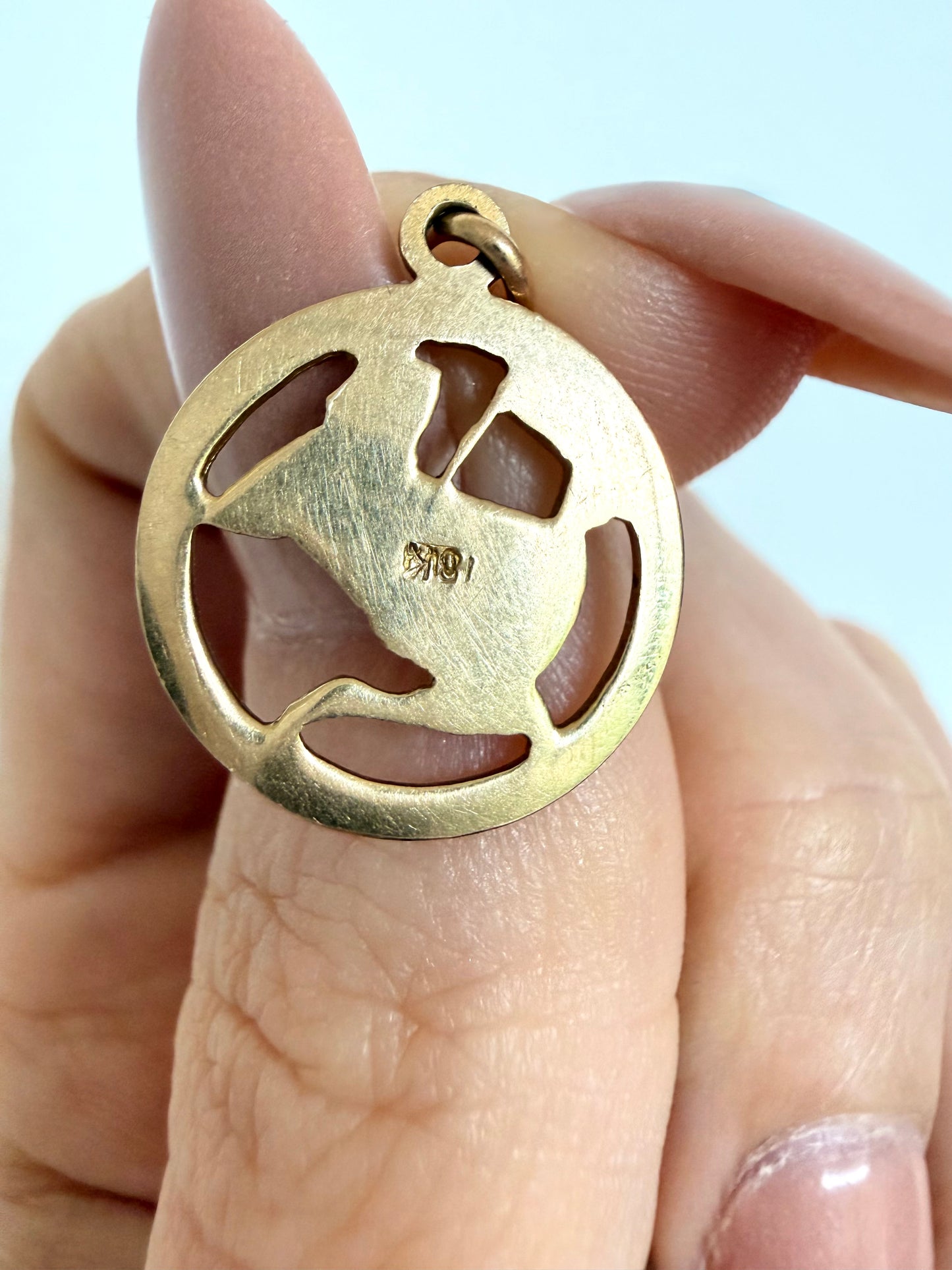 Vintage yellow 14K engine turned Sagittarius open work charm