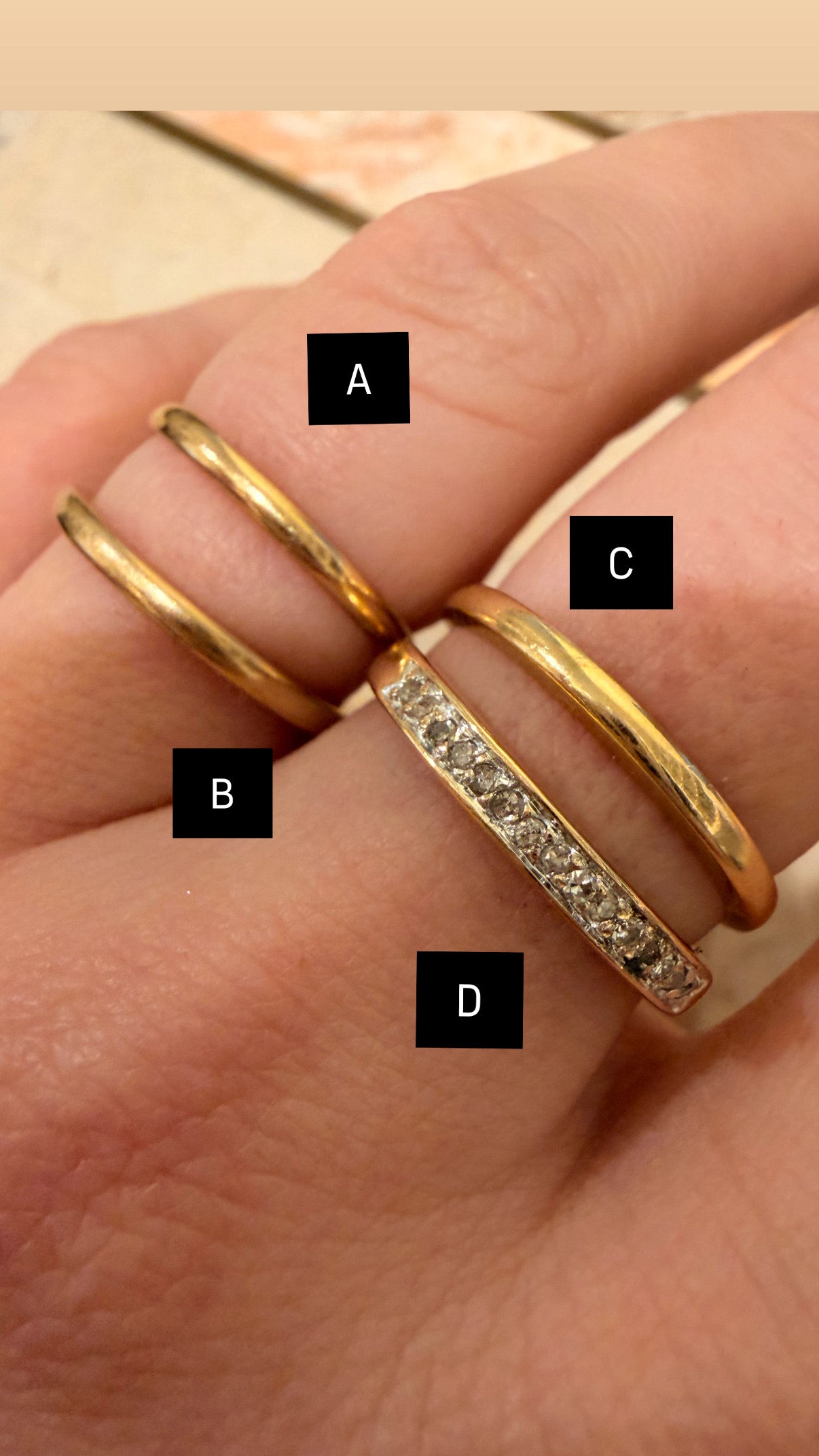 Vintage yellow 14K stacker bands