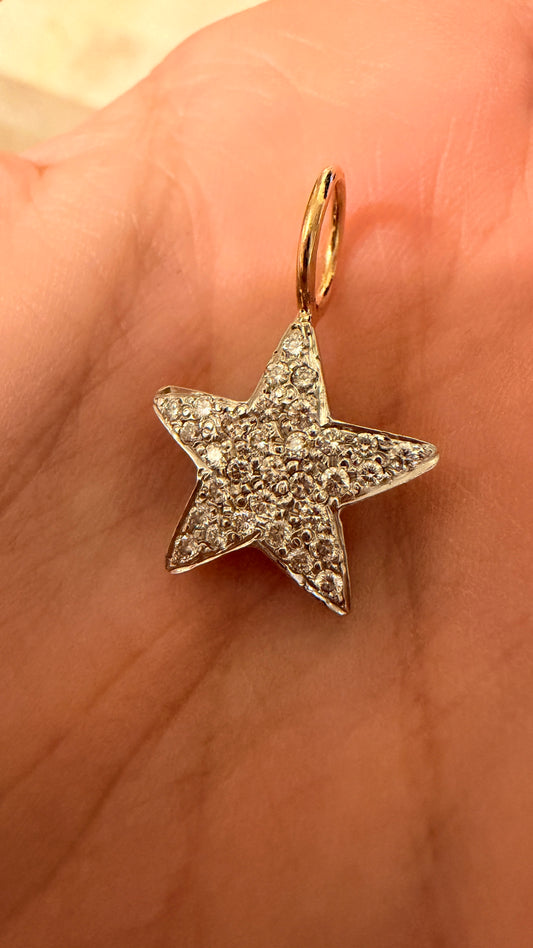 Vintage yellow and white 14K approx .22 ctw diamond star charm