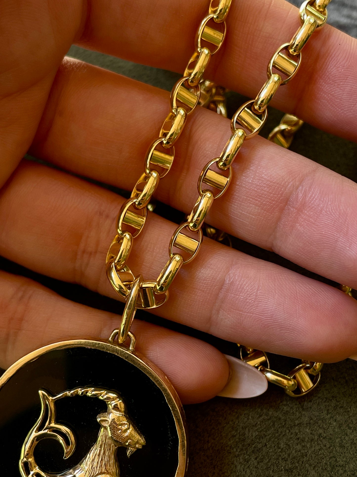 Estate yellow 18K round mariner chain, 24 inch