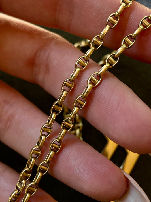 Vintage yellow 18K round mariner chain, 20.5 inch