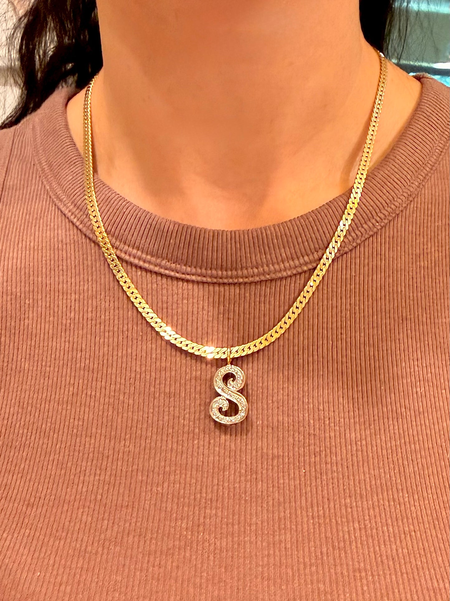 Vintage yellow 14K gold tight flat thick curb chain with box clasp, 17.5 inch